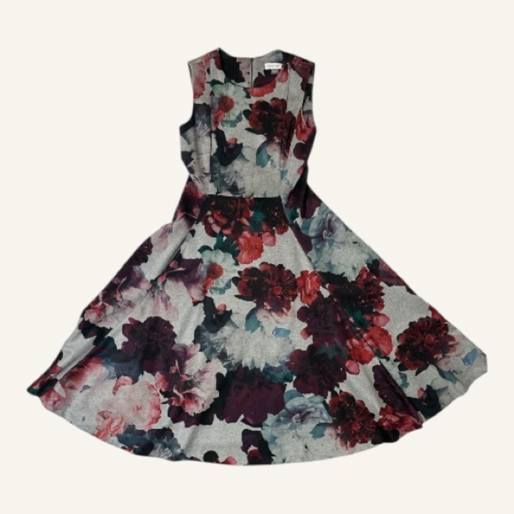Calvin Klein Multicolor Floral Fit & Flare Sleeveless Dress Size 4